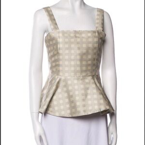 Stine Goya Plaid Print Square Neckline Top